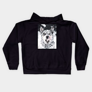 Wolf snow dog Kids Hoodie